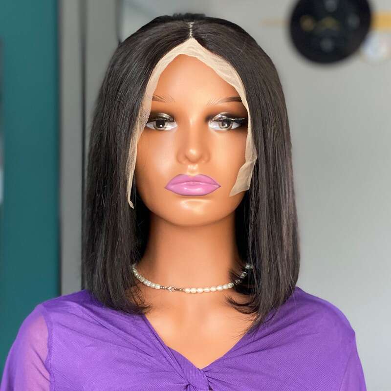 180 Density Bob Wigs Human Hair Front Lace Real Wig Headband Kq1 Kq1