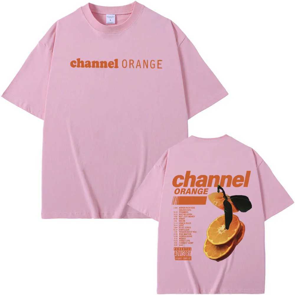 Rapper Frank Orange Graphic Print Tshirt Ocean Oversized T-shirts Blonde Hip Hop Vintage T Shirt Mens Fashion Straps X241228