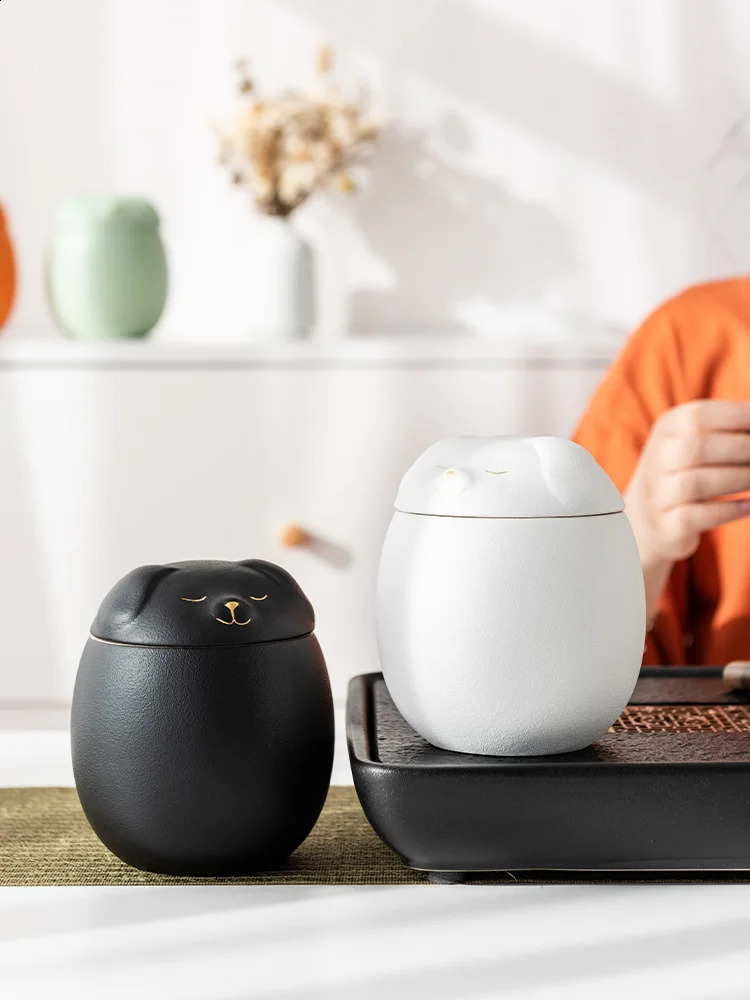 Pet Dog Urn Ashes Panda Dog Shape Memorial Cremation Urns Handcrafted Black Funeral Dog Urn 170ml 400ml 241225