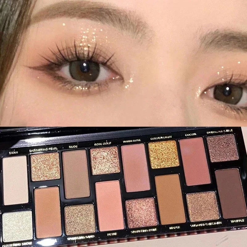 Glitter 16 Color Eyeshadow Palette Makeup Long-lasting Matte Eye Shadow Palettes Brighten Eye Cosmetics Women Beauty Earth Color 241226