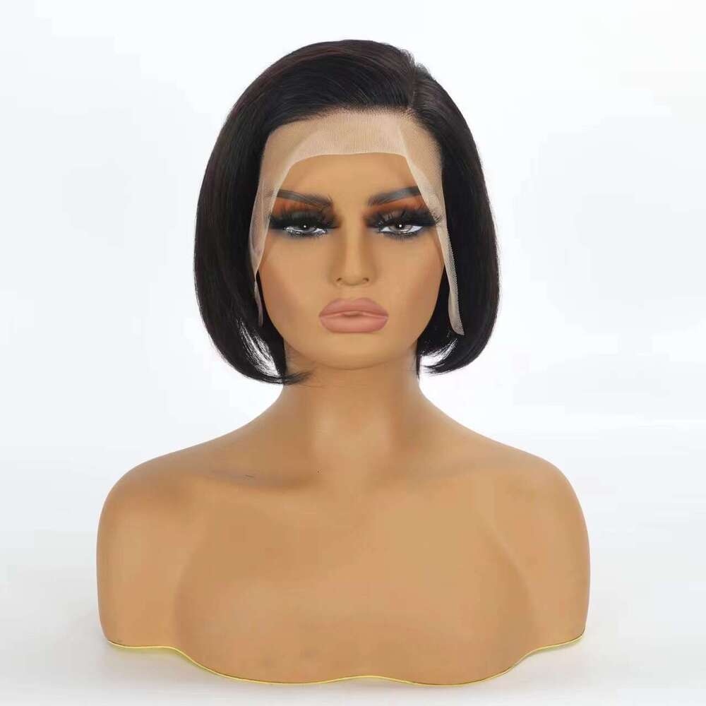 Wig Real Full Short Straight Human Hair Headband 13 * 4 Front Lace Bob Hairstyle Kq2 Kq2