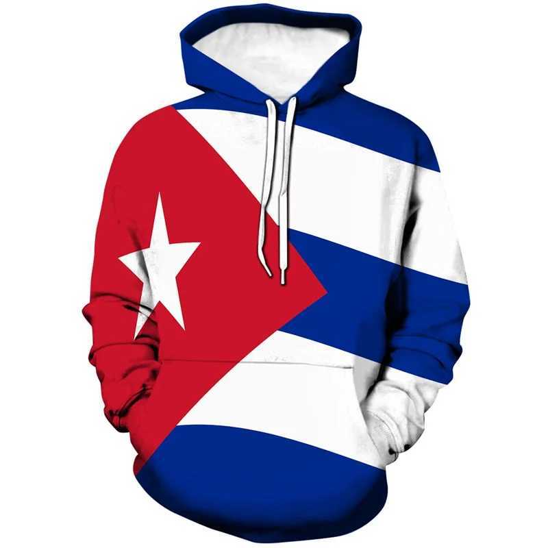3D Printed Cuba Flag Hoodie For Men New In Long Sleeves Sweatshirts Pullover Tops Fashion Sports Running Oversized Hoodies X241228