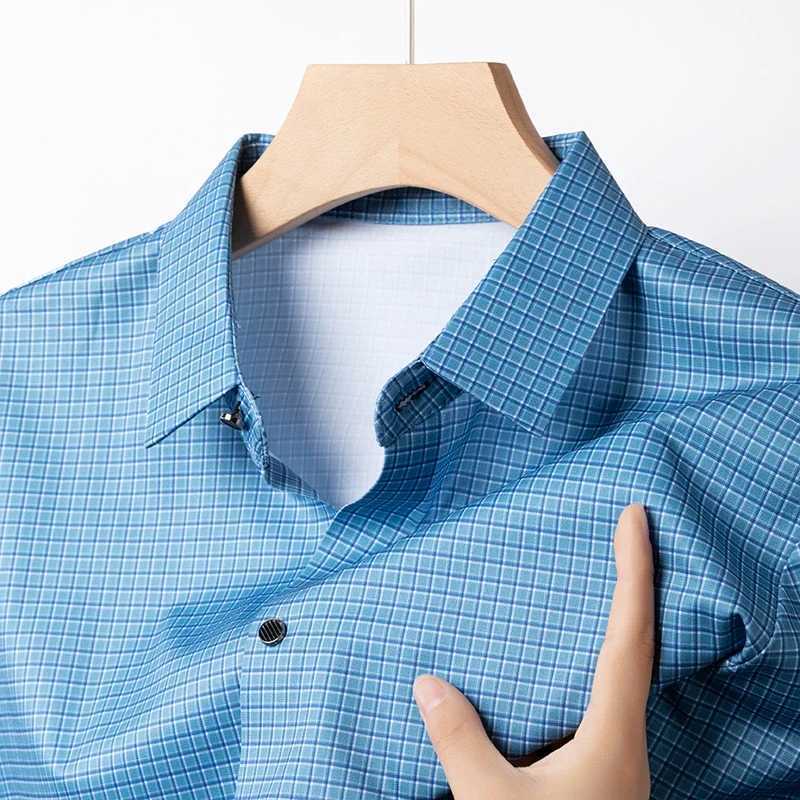 2024 Summer New Mens Business Casual Printed Short Sleeve Shirt Fashionable and Comfortable Anti Wrinkle Top X241228