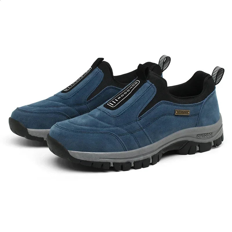 Outdoor Hiking Shoes Men Sneakers Winter Slip on Casual Men Shoes Breathable Suede Leather Shoe Anti-skid Walking Shoes Footwear 241228