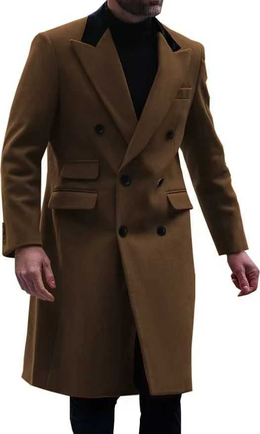 Mens high-quality tailcoat set mountain top lapel collar jacket double breasted winter jacket banquet business evening gown W241228