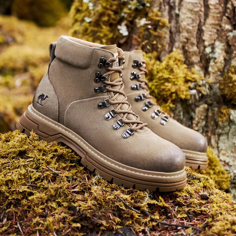 GOLDEN CAMEL Mens Winter Work Boots Waterproof Anti-slip Warm Plus Velvet Thick-soled Hiking Shoes for Men High-top Climbing 241228