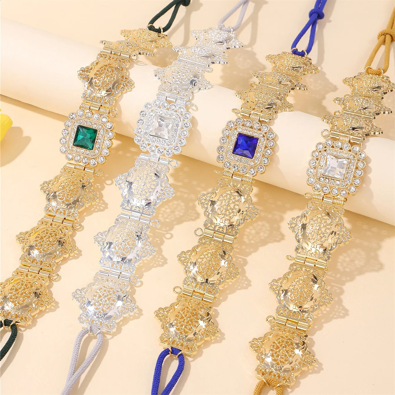 Gold Color Women Tassels Belt Morocco Hand Rope Waist Chain Arabic Crystal Bride Dress Waist Chain 241227