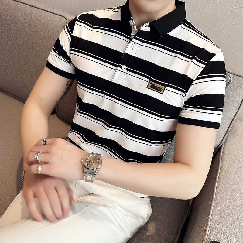New Summer Mens Classic Striped shirt Mens Cotton Short Sleeve Embroidered Business Casual Hot shirt Shirt Mens S-4XL X241228