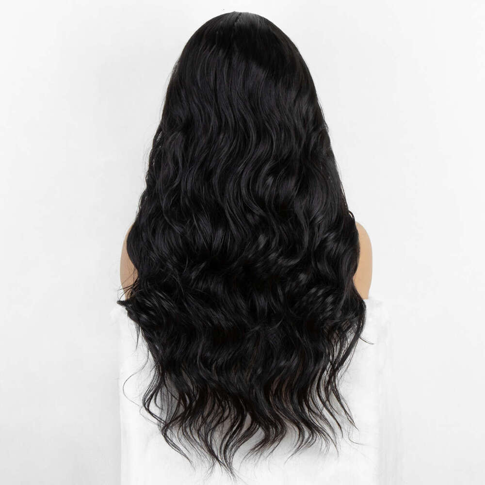 Female High Temperature Silk Big Wave Long Curled Hair T-Shaped 4X4 Synthetic Front Lace Wig Headset Kq2 Kq2