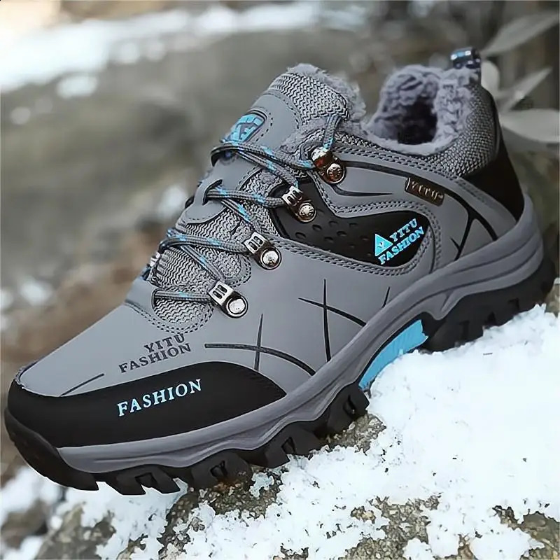 Mens Sneakers Mountaineering Boots Waterproof Leather Hiking Boots Warm Winter shoes for men Snow Boots Outdoor trekking shoes 241228