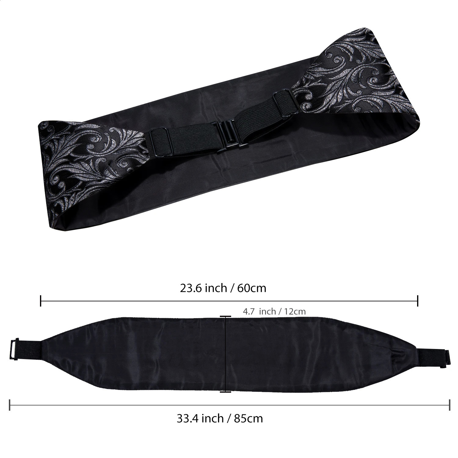 Hi-Tie Silk Black Floral Mens Cummerbunds Vintage Jacquard Bowtie Hanky Cufflinks Cummerbund Belt Corset For Male Wedding Events 241227
