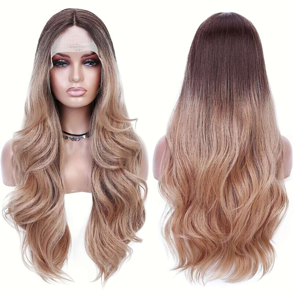 Women's Front Wig 13 * 4 Lace Wave Long Roll Synthetic Hair Wigs Kq2 Kq2
