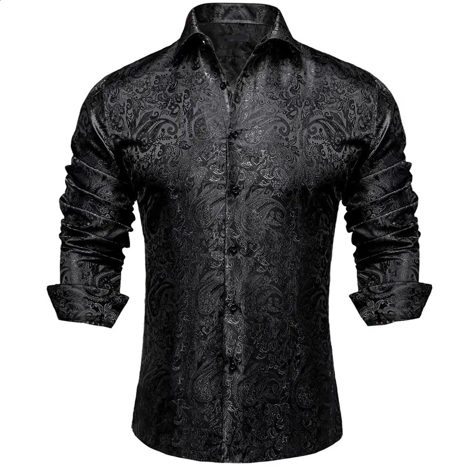 Mens Paisley Silk Long Sleeve Shirts Formal Tuxedo Wedding Party Blouse Shirt And Man Tops Fashion 241220