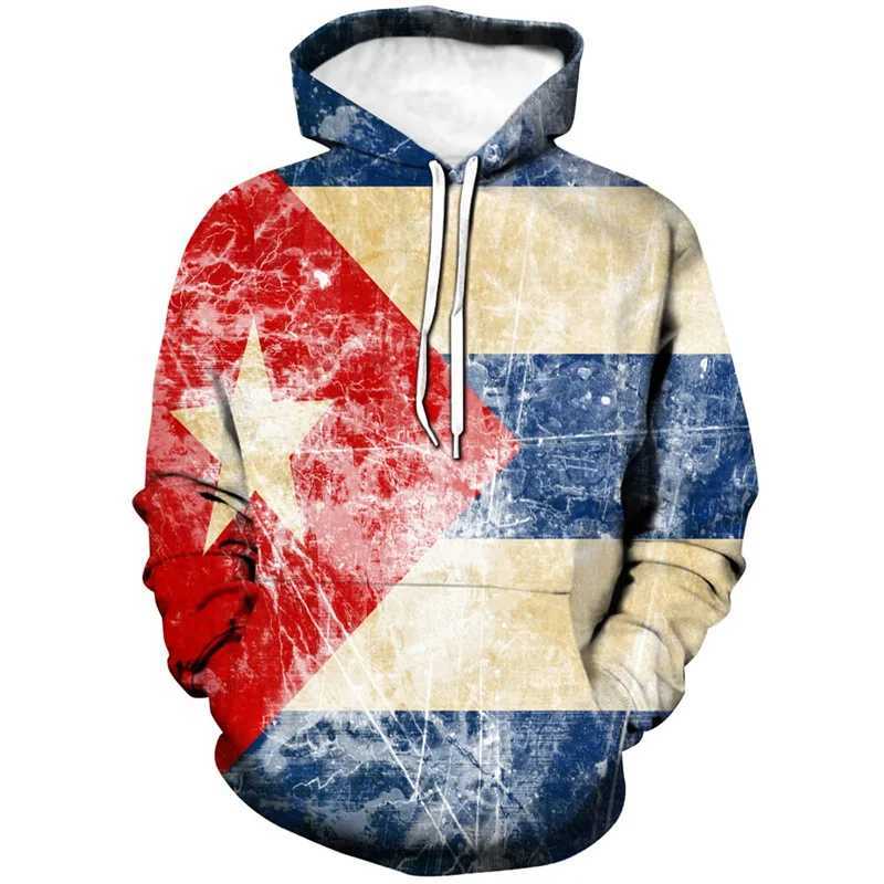 3D Printed Cuba Flag Hoodie For Men New In Long Sleeves Sweatshirts Pullover Tops Fashion Sports Running Oversized Hoodies X241228