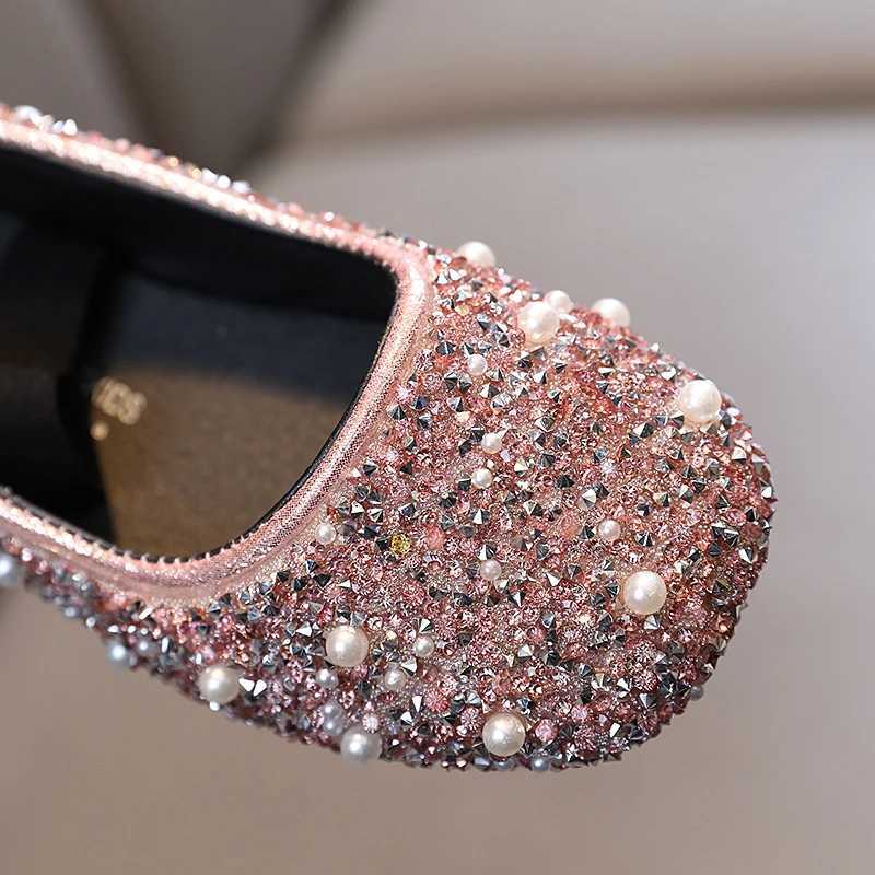 Girls Princess Glitter Luxury Shoes For Shallow Children Ballet Flats 21-36 Elastic Band Four Colors Beautiful Kids Shoes W241228