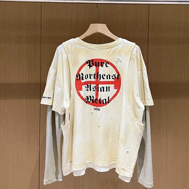 On Slve Grailz Project Apricot Loose Washed Hole Dirty Stain T Shirt Men Women Hip Hop Thr Fake Items Design T-shirts T X2412281