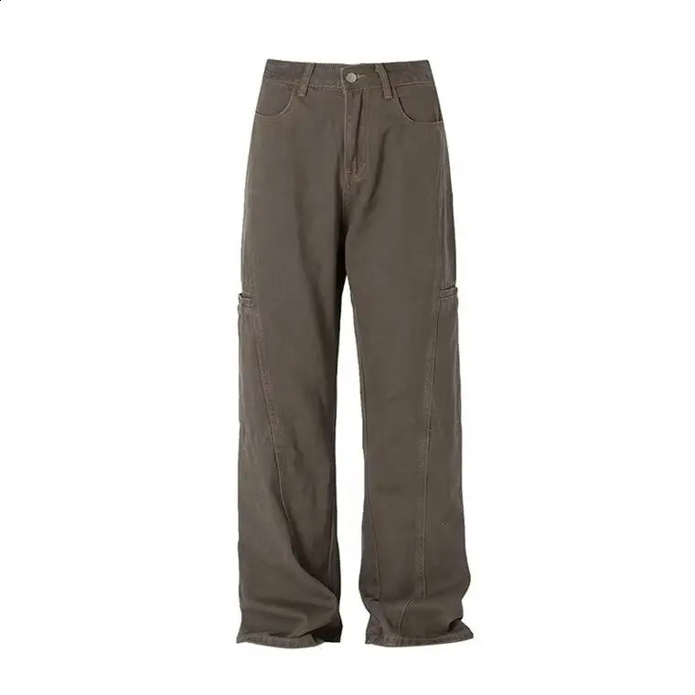 High Street retro mens and womens fashionable straight work pants for couples in spring and summer loose casual pants y2k 241227
