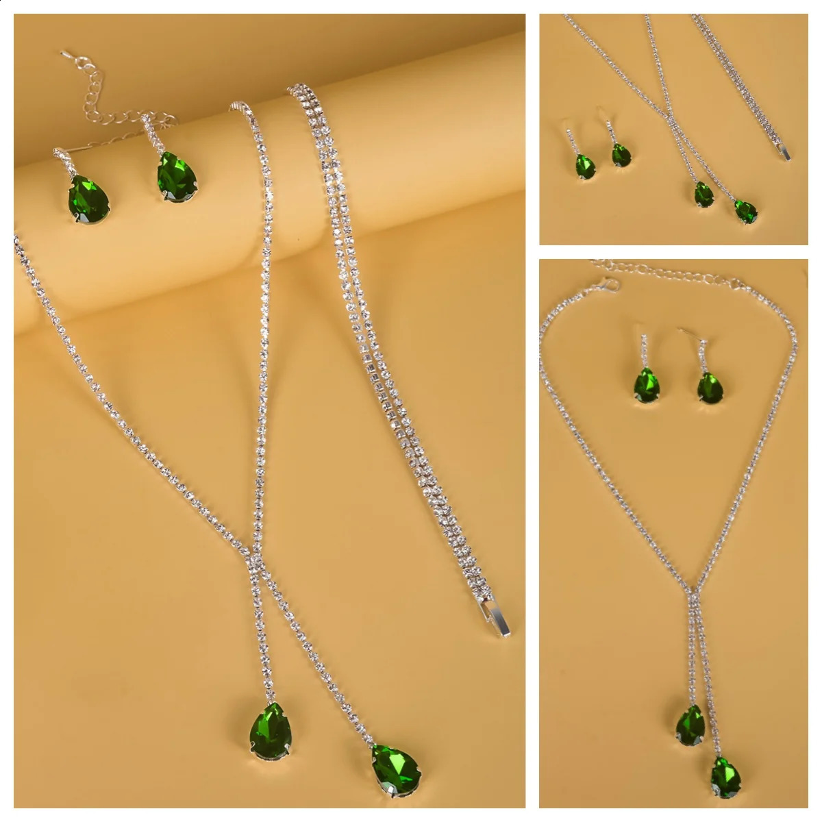Selling Water Drop Necklace Simple 3 Piece Set Bridal Wedding Dress Earrings Jewellery Accessories Headpiece 2 Piece Set 241226