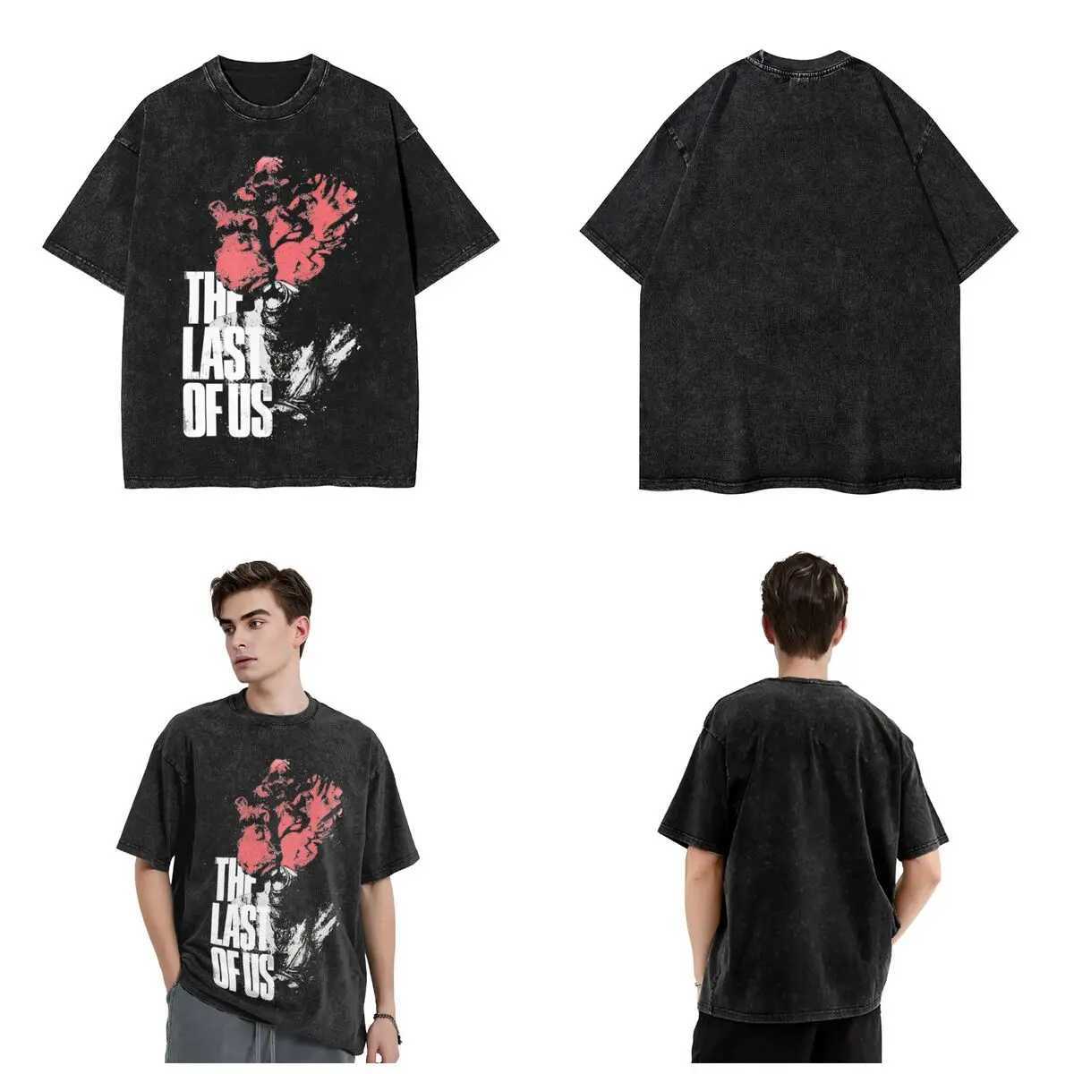 The Last Of Us T Shirts Hip Hop Washed Short Slve Harajuku T-Shirts Vintage Men Women Strtwear Printed Tops Ts X241228