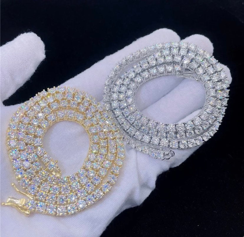 Maiyi Jewelry Custom Gold Moissanite Solid Real 9k 10k 14k Tennis Necklace for Women Men