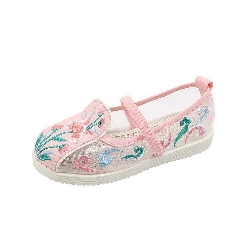 Childrens flat shoes girls breathable Hanfu shoes breathable Chinese sled cloth shoes girls performance shoes childrens shoes W241228