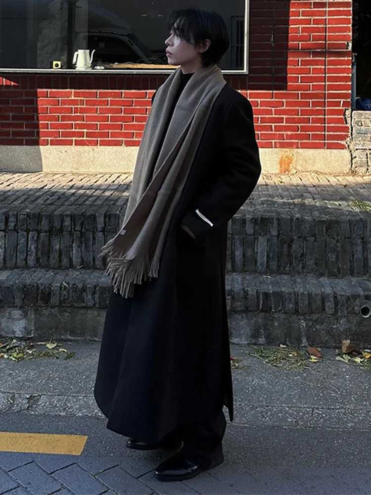 LUZHEN Long Woolen Coat Liner Cotton Mens Windbreaker Coat Simplicity Vintage Korean Versatile Clothing Men Trench 2024 LZ7496 W241228