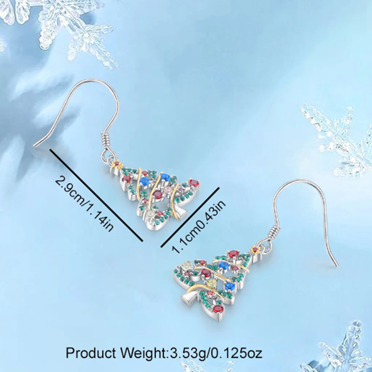 Christmas Earrings 925 Sterling Silver Christmas Tree Dangle Earrings Christmas Gifts Jewelry for Women 241226