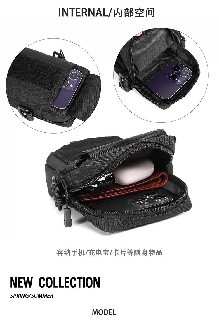 Mens Crossbody Casual Bag Fashion Trend Shoulder Phone Waterproof Oxford Cloth Tactical Style Lightweight Portable 241227