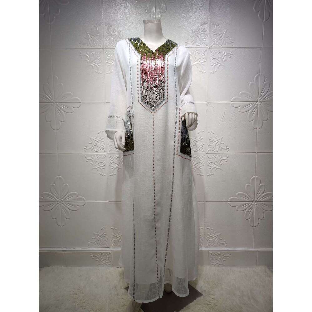 Middle East Dubai Sequined Embroidered Long Robe, Muslim Women's Clothing For Lent