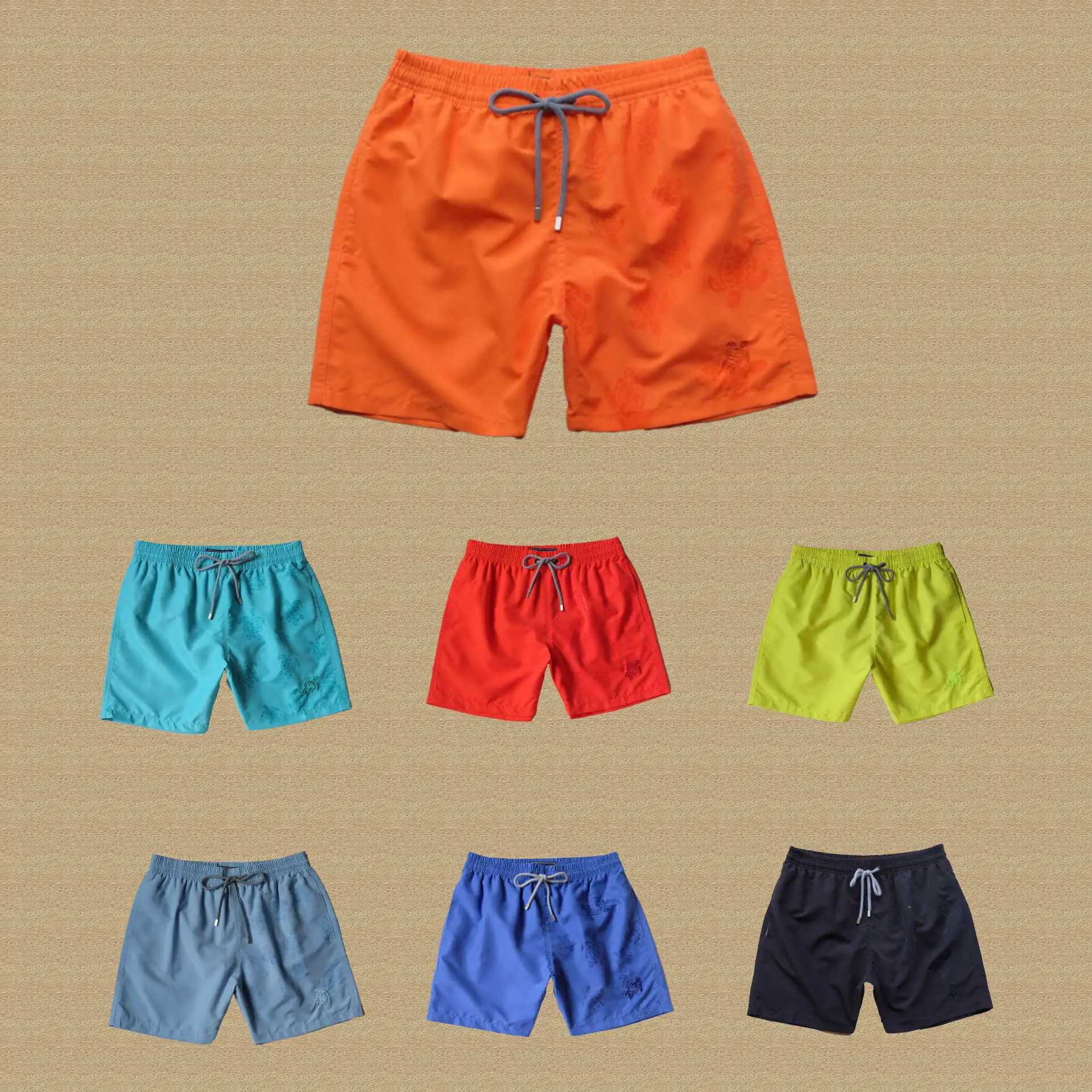 Summer solid color mens swimsuit beach shorts pocket sports casual Bermuda sportswear turtle brand mens shorts W241228