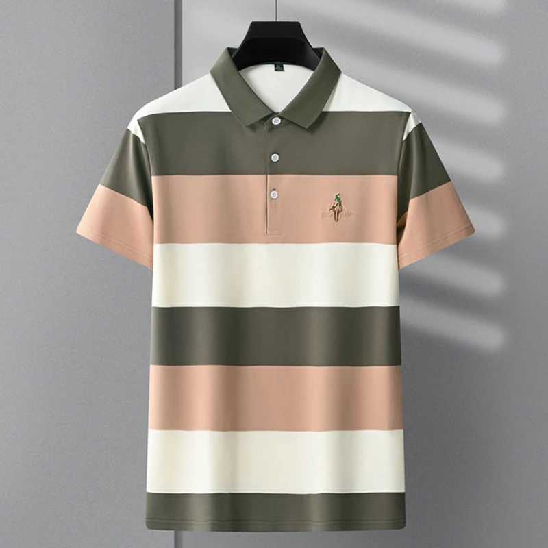 New Summer shirt men shirt shirt High quality brand Striped shirt shirt men Short sleeved casual shirt shirt Men clothing top X241228