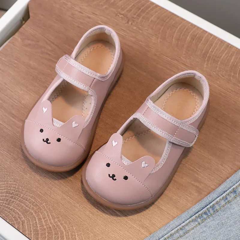 Spring Baby Girls Shoes Embroidered Bunny High Qu Arch Insole Childrens Flats Mary Jane Little Kids Casual Shoes W241228