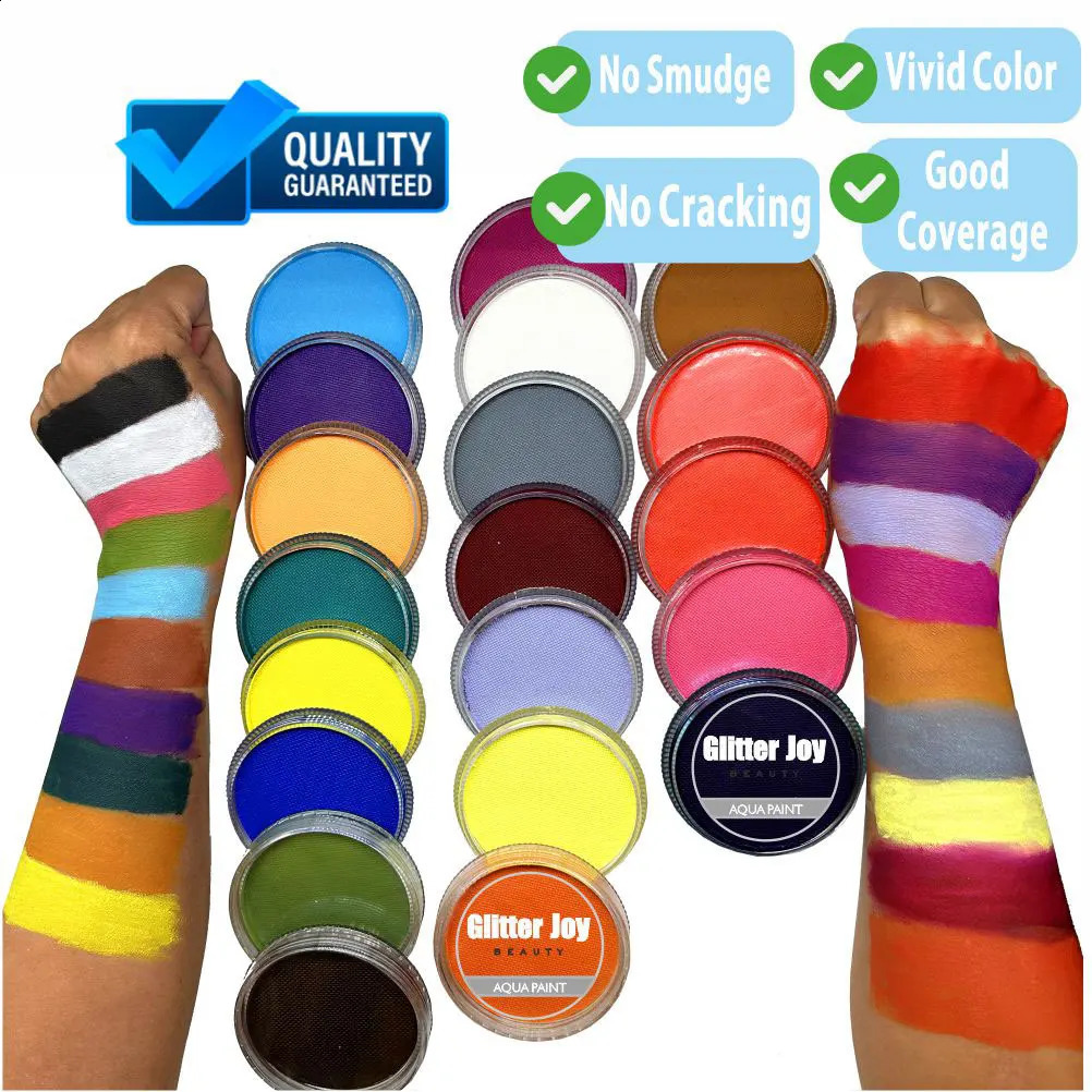30gpc GlitterJoy Water Activated Face Body Painting Makeup Pigment For Cosplay Festival Halloween Costume 241224