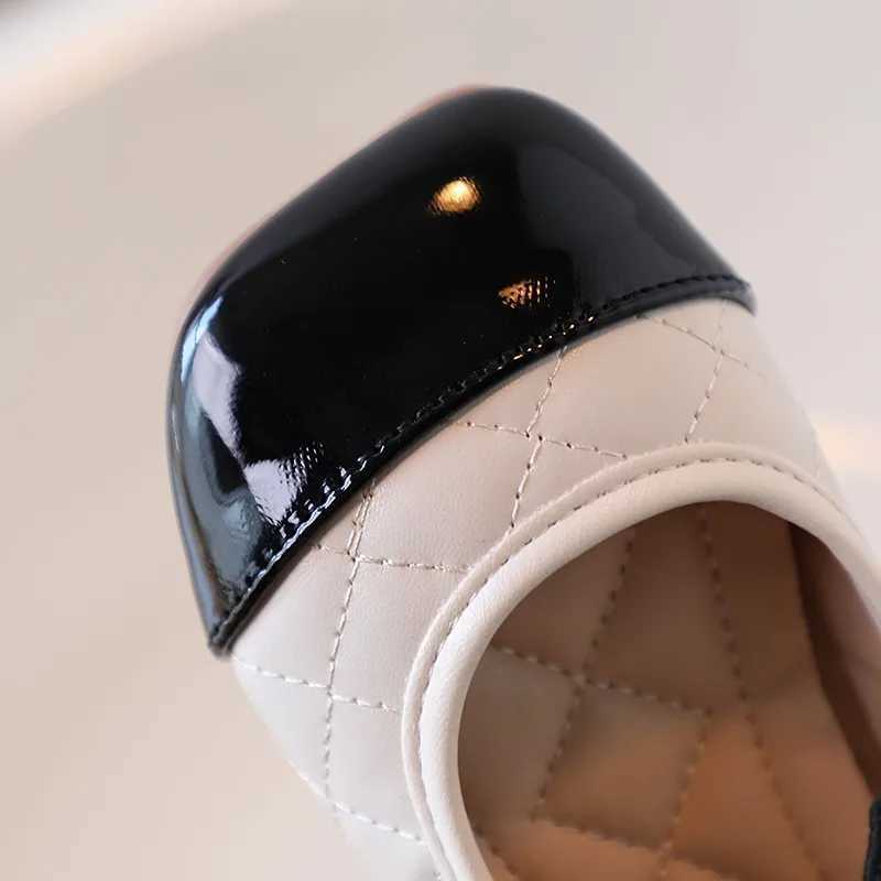 Toddler Girls Princess Shoes Patchwork Bowknot Light Children Mary Janes Square Toe Elegant Black Beige 21-30 Autumn Kids Flats W241228