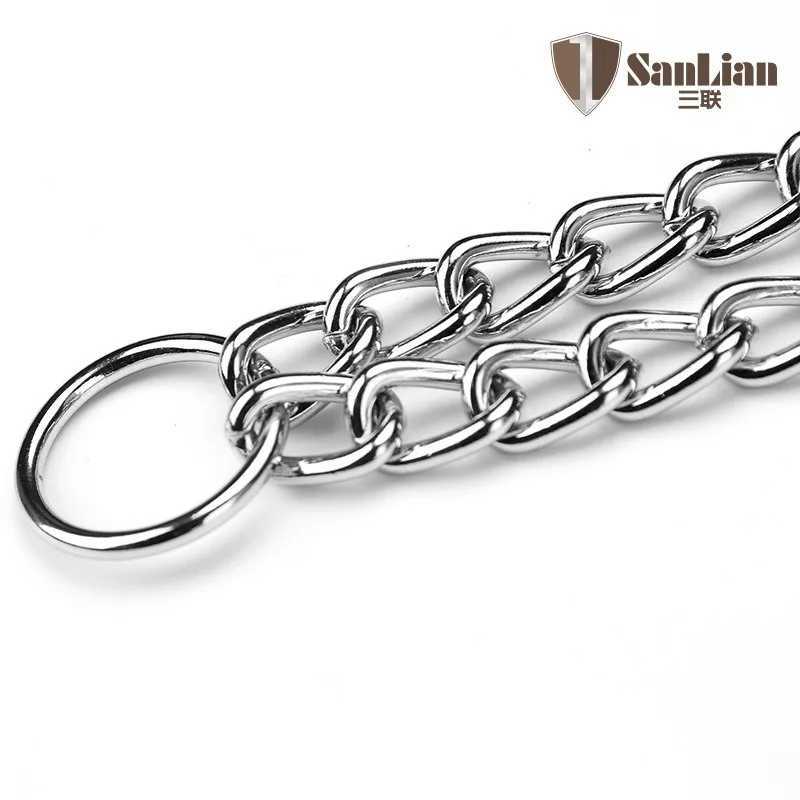 35-70cm Dog Collar Metal Adjustable Double Row Telescopic Chain Triple Ring Explosion-Proof Punch Training Supplies M241228