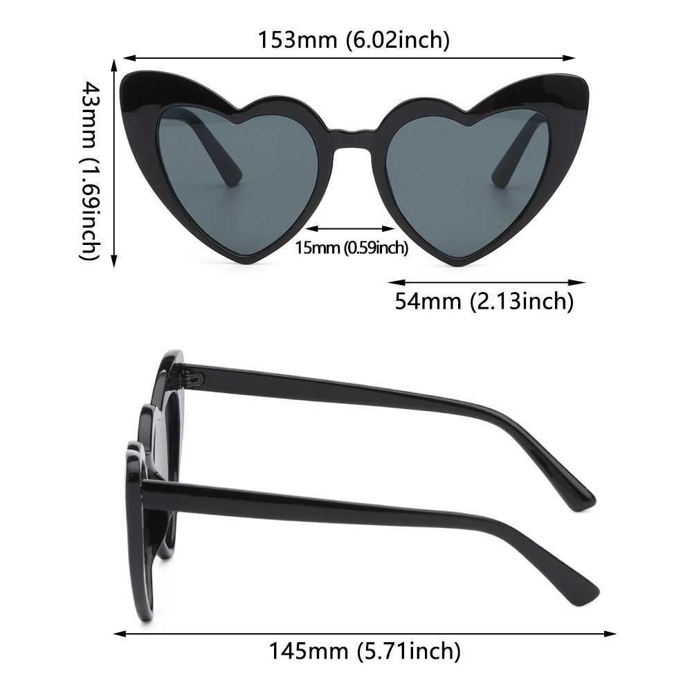 Fashion Heart-Shed Sunglasses for Women Summer UV400 Sun Glasses Brand Design Heart Shades Tren Street Sn Eyewear W241228