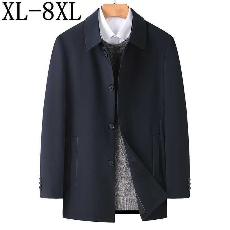 8XL 7XL 6XL New Autumn Mens Business Long Jackets 202 Casual Windbreaker Loose Jacket Men Trench Coat Men Fashion Male Overcoat W241228