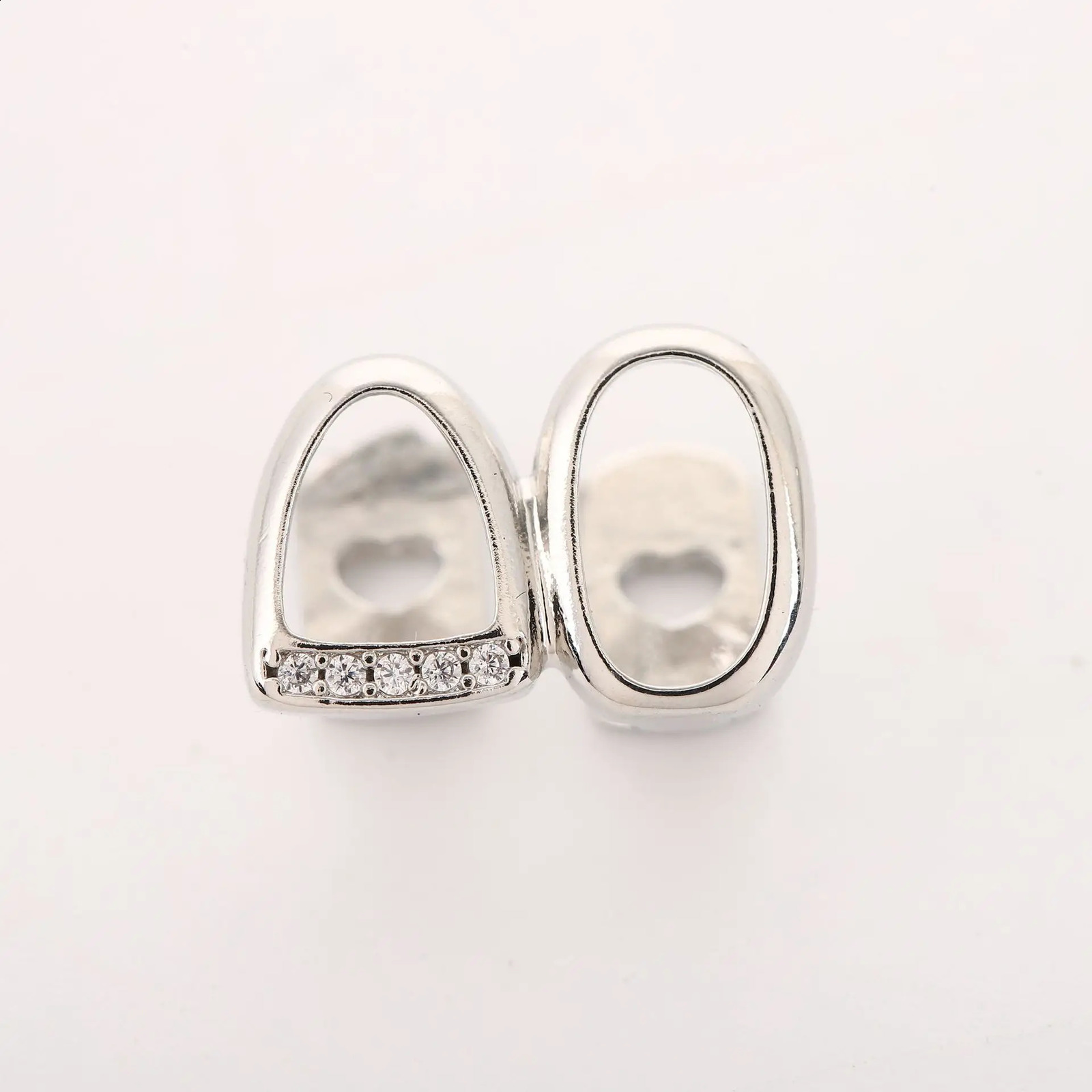 2 Hollow Style Bling Iced Out Teeth Hip Hop Top Bottom Grills Dental Mouth Punk Teeth Caps Cosplay Party TG135 241226