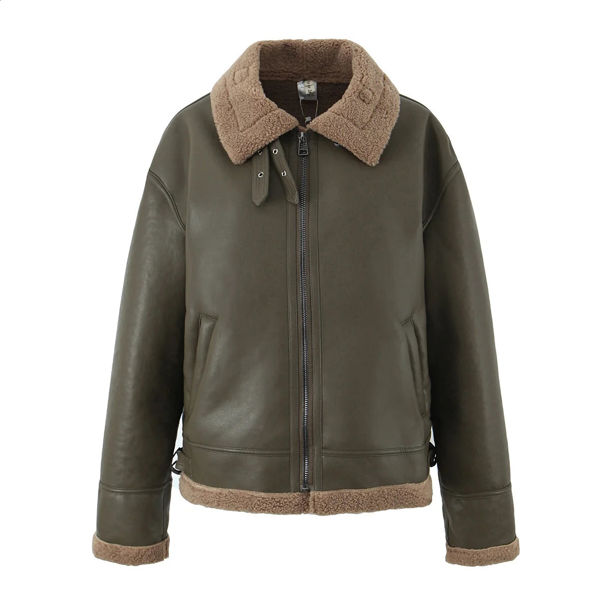 Fashionable retro fur one-piece jacket for women winter style lapel thickened warm sherpa jacket top 241227