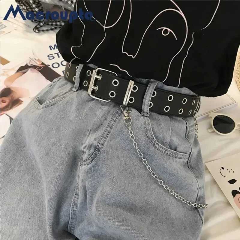 Fashionable alloy womens belt chain luxury leather new item clip buckle jeans decoration womens retro decoration punk W241228