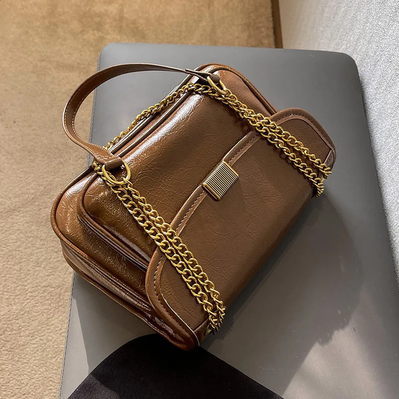 Female Casual Messenger Bag Women Handbag PU Leather Chain Shoulder Bag Square Bag Easy to Clean Womens Bag 241228