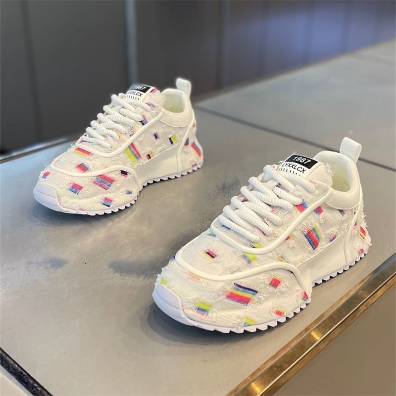 Mens Sneakers Platform for Spring Autumn Moccasins Trend Designer Colorful Stripe Cover Bottom Canvas Men Shoes New ddmythur
