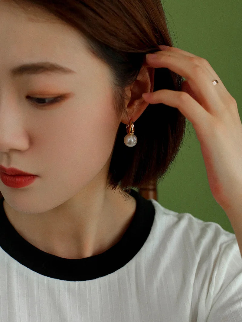 Brass Sweety Black Jade Pearl Earrings Women Jewelry Punk Party T Show Gown Runway Korean Japan INS 241226