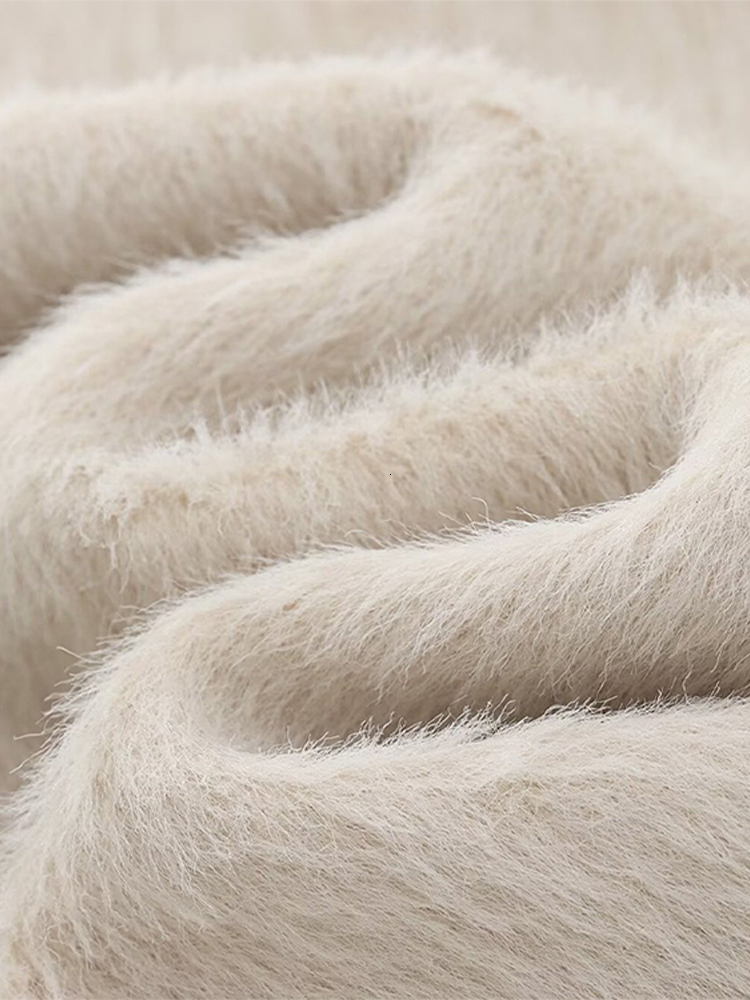 Loose Mohair Blazer Coats Women Chic Lapel Single-Breasted Long Sleeve Suit Jackets Autumn Winter Commute Outerwears Lady