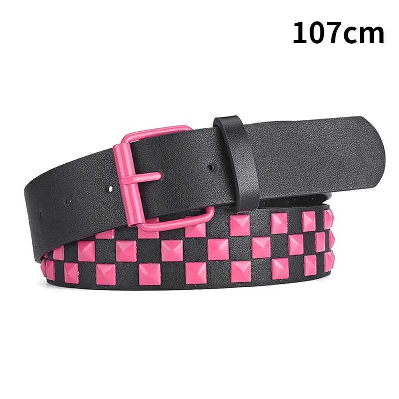 Personalized Rivets Checkerboard PU Leather Belt 107CM Men And Women Universal Fashion Hip-hop Punk Belt Ins Style W241228