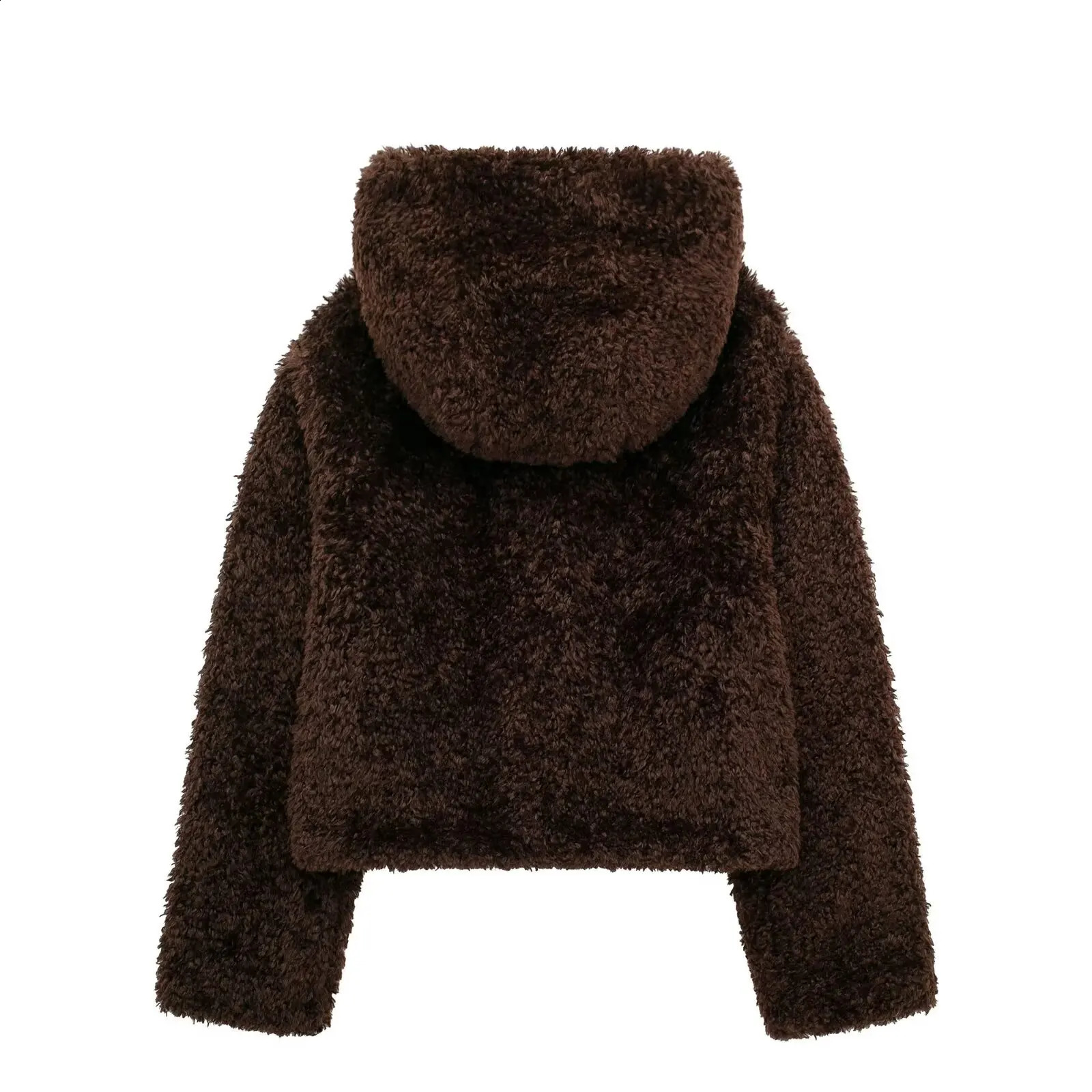 European and American style hooded versatile sherpa jacket with knotted leather buckle casual warm jacket 241227