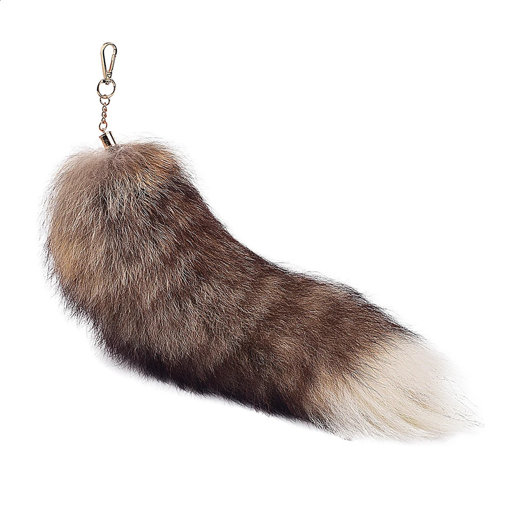 Fashion Fox Tail Keychain Wolf Tail Fur Tassel Bag Tag Black And Brown Pom Charm Keyring Holder Strap Chain Gifts 241227CJ