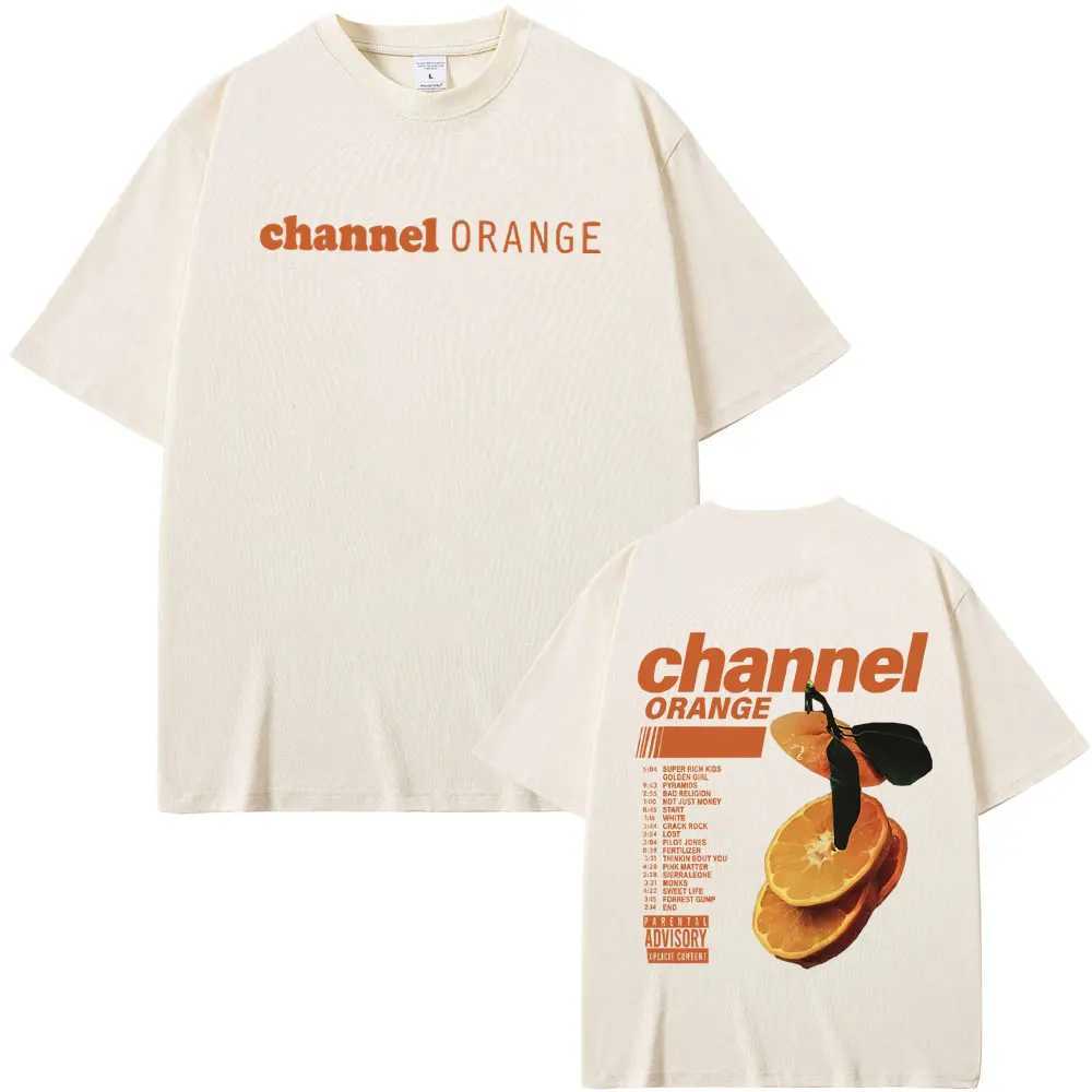 Rapper Frank Orange Graphic Print Tshirt Ocean Oversized T-shirts Blonde Hip Hop Vintage T Shirt Mens Fashion Straps X241228