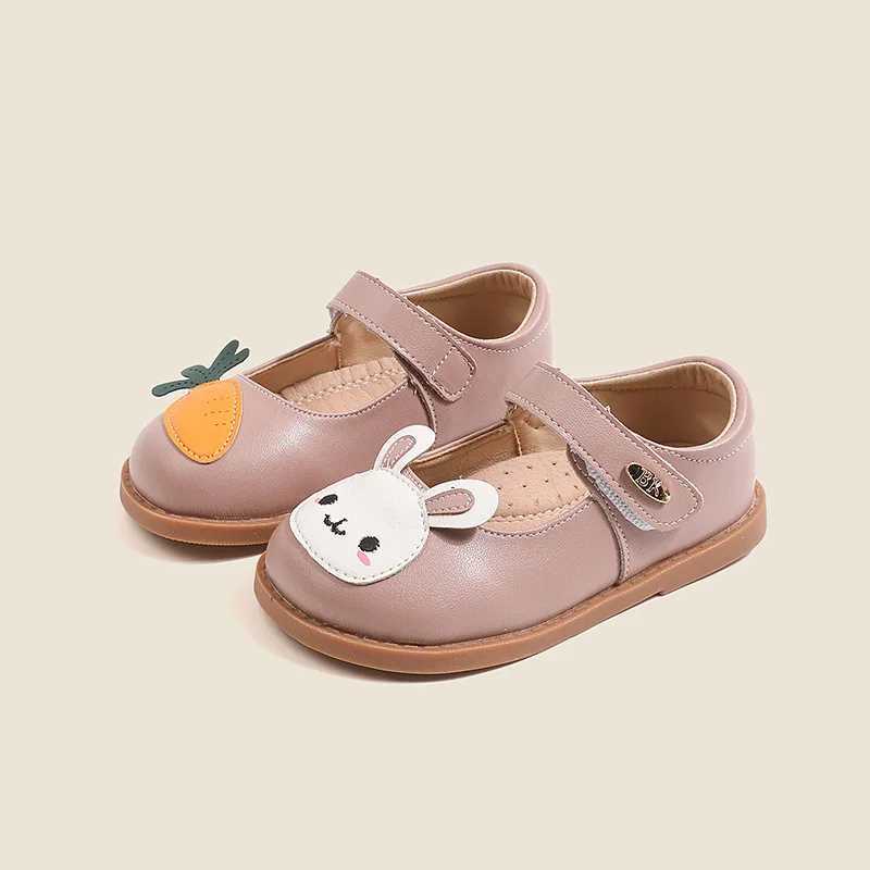 Autumn Genuine Leather Rabbit Carrot Baby Girls Flat Shoes High Qu Arch Insole Little Kids Mary Jane Shoes W241228