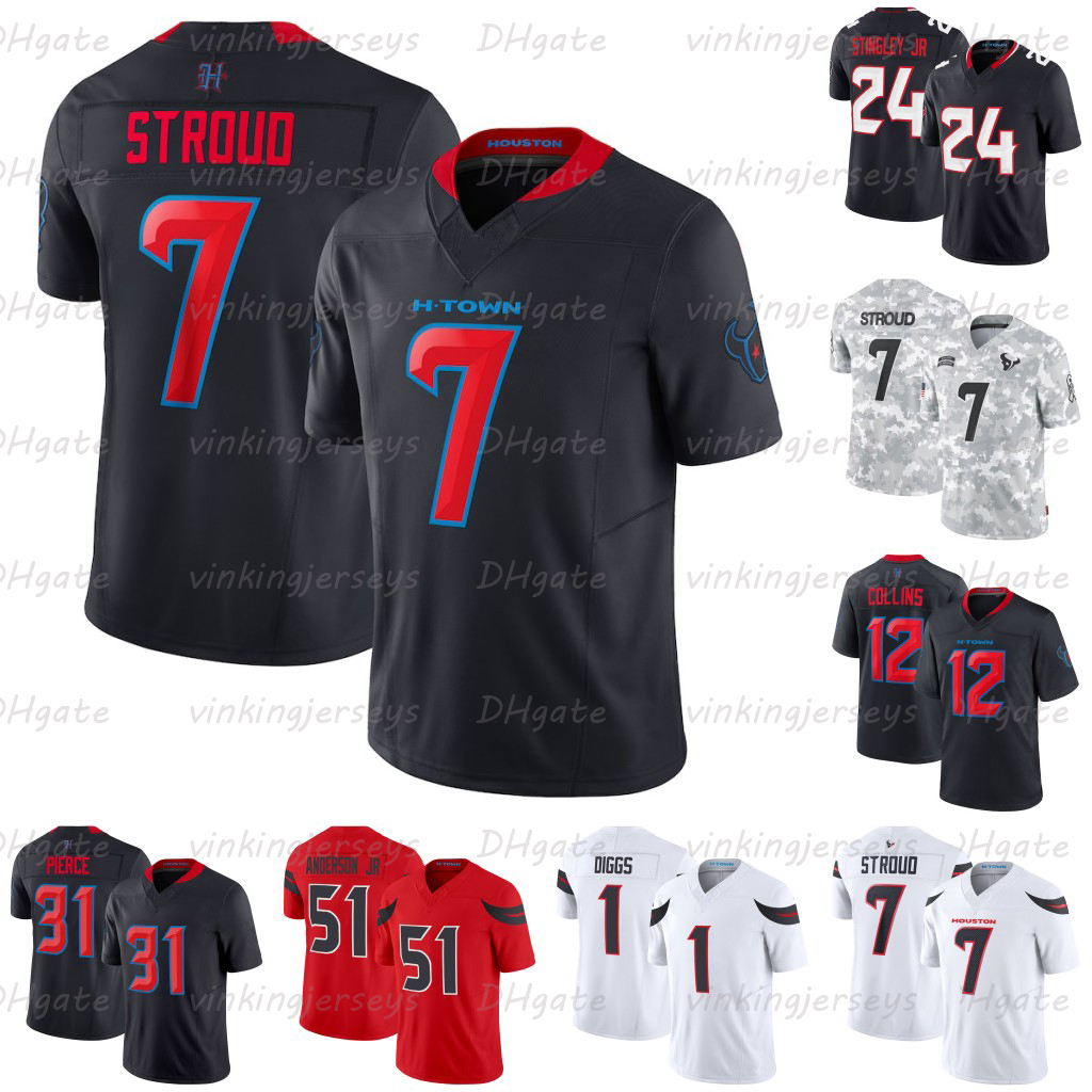 Stroud Texan 2024 Football Jerseys Ward Anderson Jr. Diggs Keenum Mills Boone Doaks Ogunbowale Pierce Singletary Taylor Beck Hairston Bachman Brown